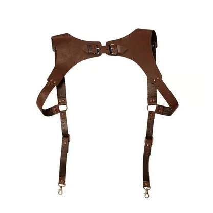 Mens PU Leather Suspender Harness for Fashion Outfits and Party Costumes