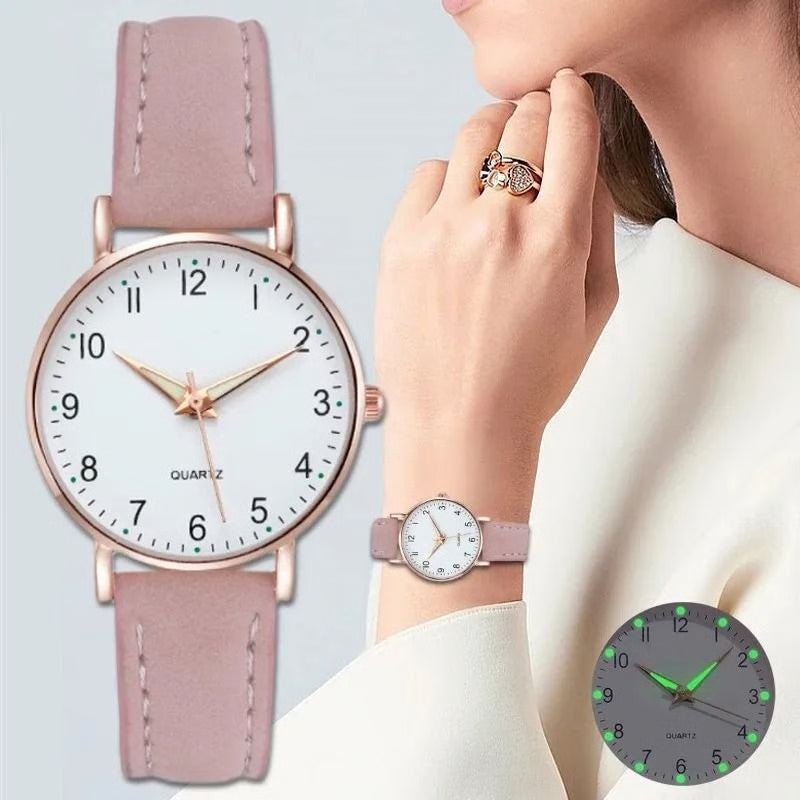 Elegant Arabic Dial Leather Fashion Watch