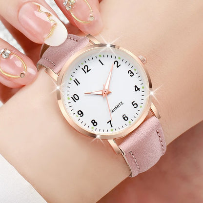 Elegant Arabic Dial Leather Fashion Watch