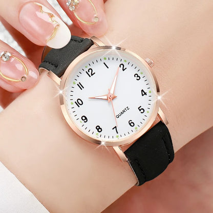 Elegant Arabic Dial Leather Fashion Watch