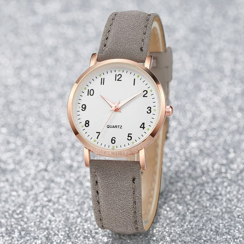 Elegant Arabic Dial Leather Fashion Watch