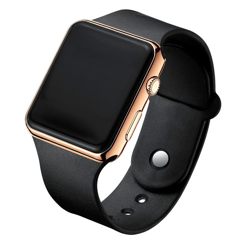 Simple Digital Watch, LED Electronic Watch, Fashion Sport Watch, Black Silicone Wristband, Casual Mens Watch