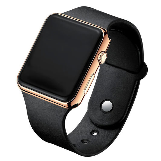 Simple Digital Watch, LED Electronic Watch, Fashion Sport Watch, Black Silicone Wristband, Casual Mens Watch