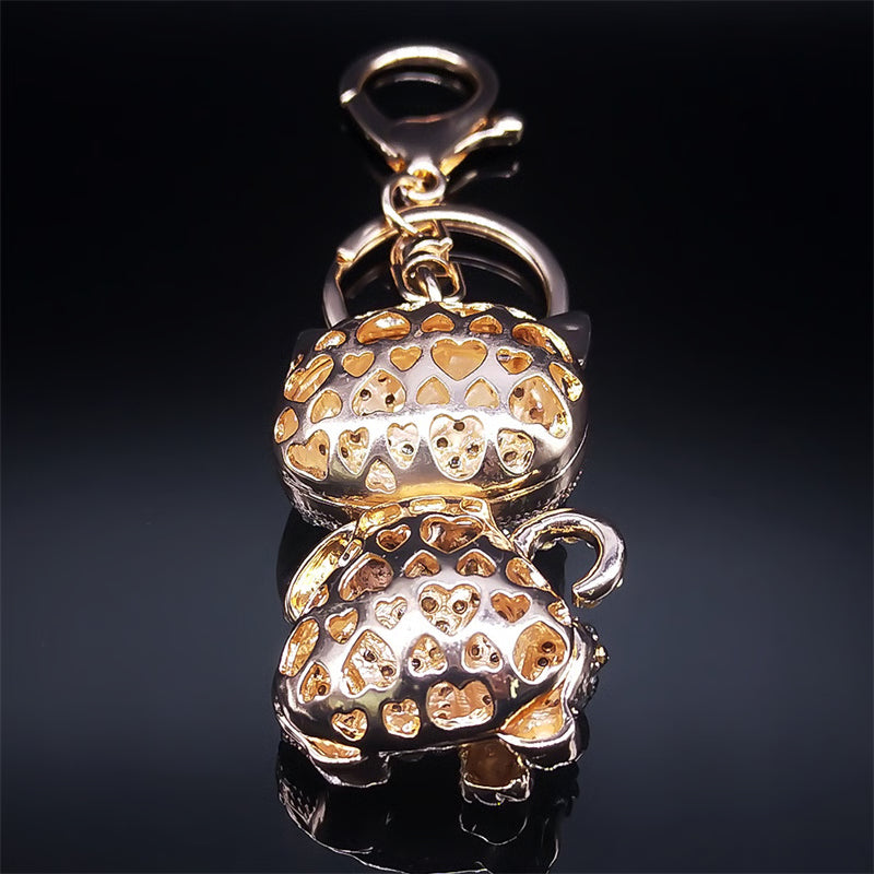 Cute Cartoon Cat Rhinestone Keychain Fashion Jewelry Gift for Women