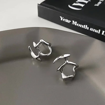 Fashion Punk Irregular Liquid Earrings, Hip-Hop Personality Metal Hollow Earrings, Clip-on Girls Party Jewellery