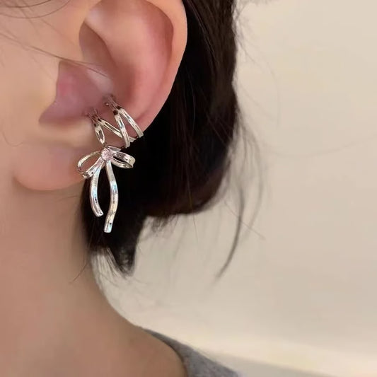 Fashion Punk Irregular Liquid Earrings, Hip-Hop Personality Metal Hollow Earrings, Clip-on Girls Party Jewellery