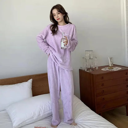 Popular Seller Homewear Suit Women's Fall and Winter Warm Clothes, Winter Women's New Pajamas, Coral Velvet Leisure Pajamas, Padded