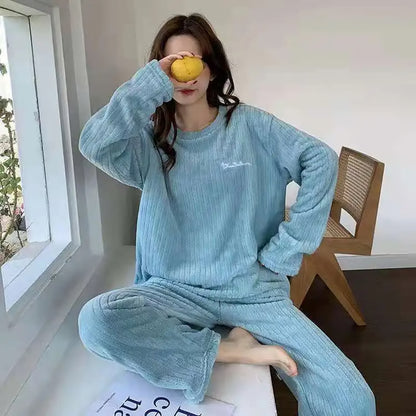 Popular Seller Homewear Suit Women's Fall and Winter Warm Clothes, Winter Women's New Pajamas, Coral Velvet Leisure Pajamas, Padded